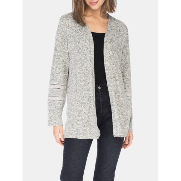BOBEAU Suzy Lace Marled Open Cardigan in Grey - Small - Picture 1 of 4